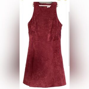 mini dress sleeveless corduroy Madam Rage burgundy red high neck side zip UK8